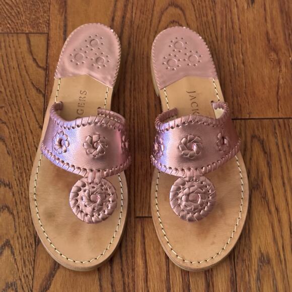 Jack Rogers Shoes - Jack Rogers Metallic Jack Sandal Lt Pink Womens 6 Lt Pink Flip Flop Minimalist